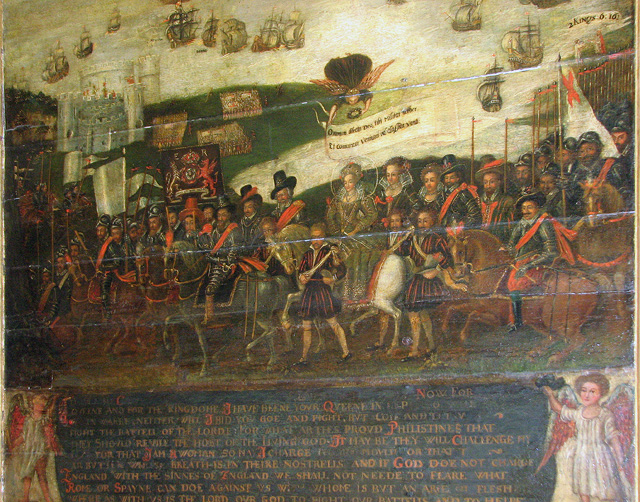 Queen Elizabeth at Tilbury in 1588 after the defeat of the Armada