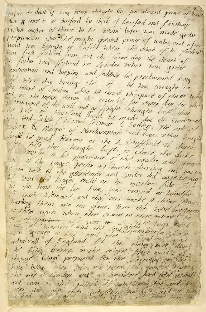 Edward VI's diary showing the entry regarding his father's death