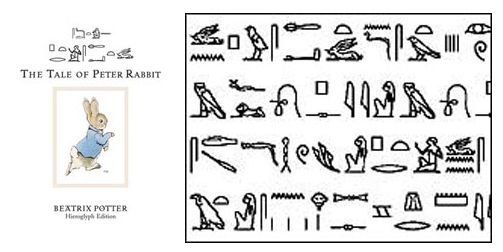 Peter Rabbit in Egyptian hieroglyphics