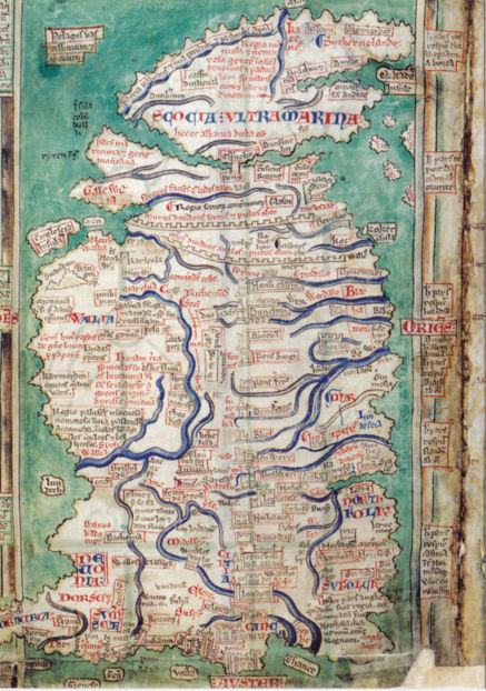 Medievial Map of Hadrians Wall and Antonine Wall (Matthew Paris c1250)