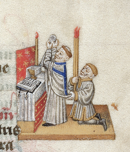 Harley 2915 f.84 Priest celebrating mass