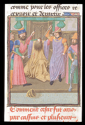 Royal 16 G VIII f.331v Murder of Caesar